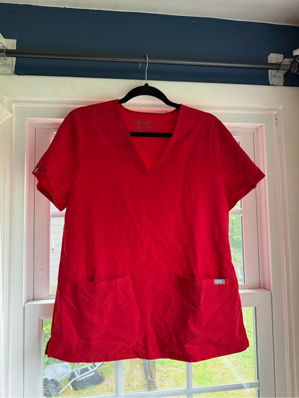 FIGS Women's V-Neck Scrub Top in Red